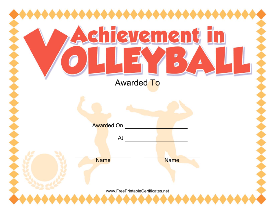 Volleyball Certificate of Achievement Template, Page 1