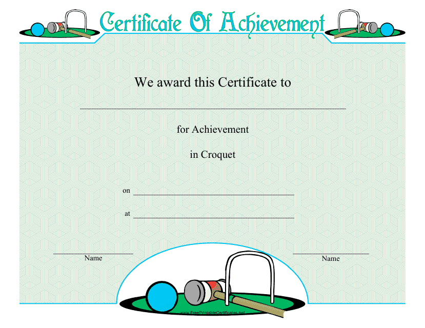 Croquet Certificate of Achievement Template