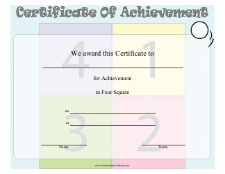 &quot;Four Square Certificate of Achievement Template&quot;