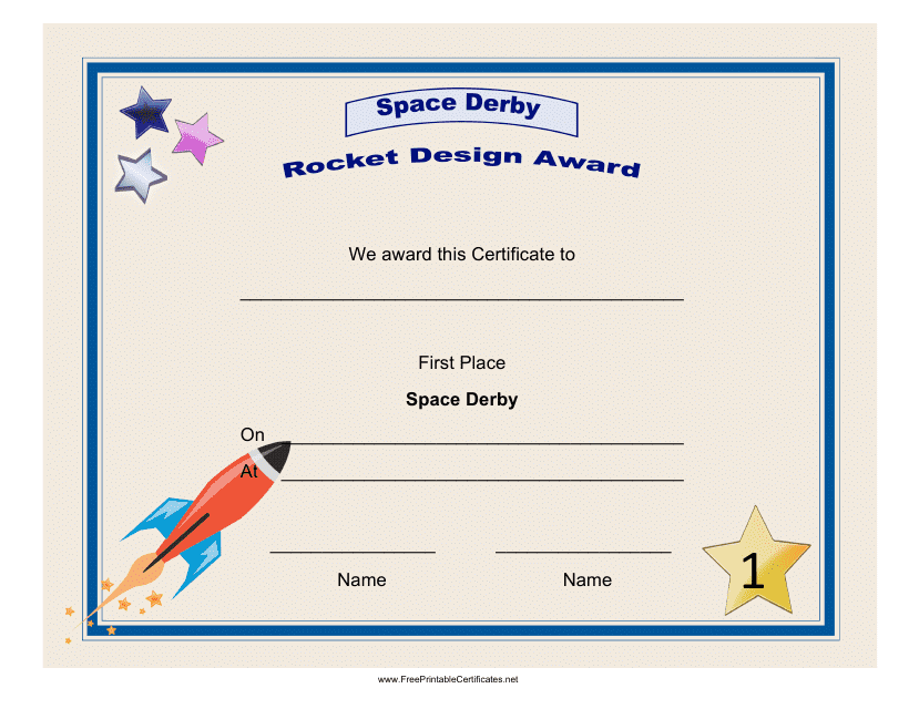 Rocket Design First Place Certificate Template - Example
