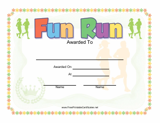 &quot;Fun Run Award Certificate Template&quot;