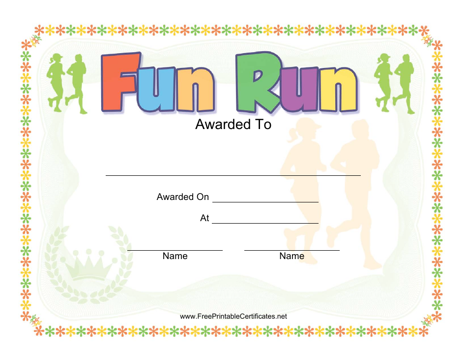 Fun Run Award Certificate Template - Preview Image