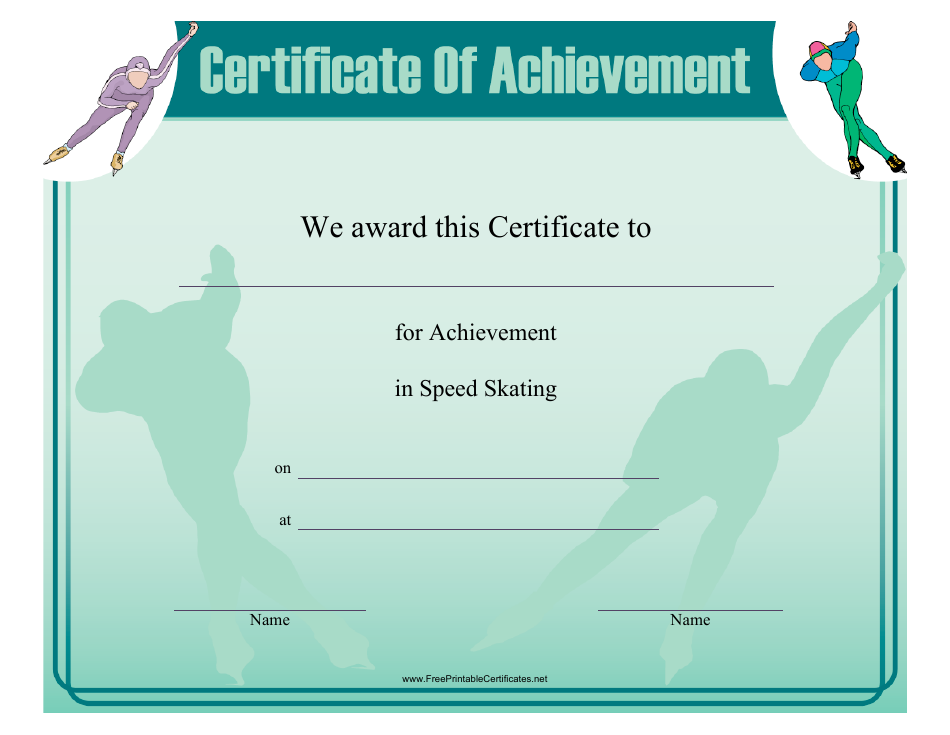 Speed Skating Certificate of Achievement Template Preview