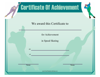 Document preview: Speed Skating Certificate of Achievement Template