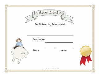 &quot;Mutton Busting Rodeo Certificate of Achievement Template&quot;