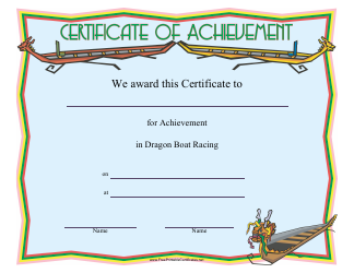 Document preview: Dragon Boat Racing Achievement Certificate Template