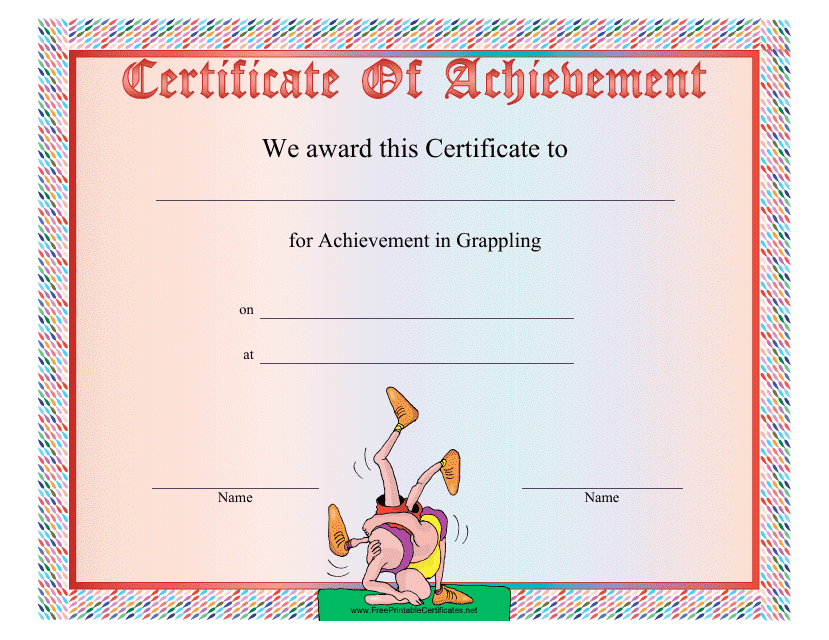 &quot;Grappling Certificate of Achievement Template&quot; Download Pdf