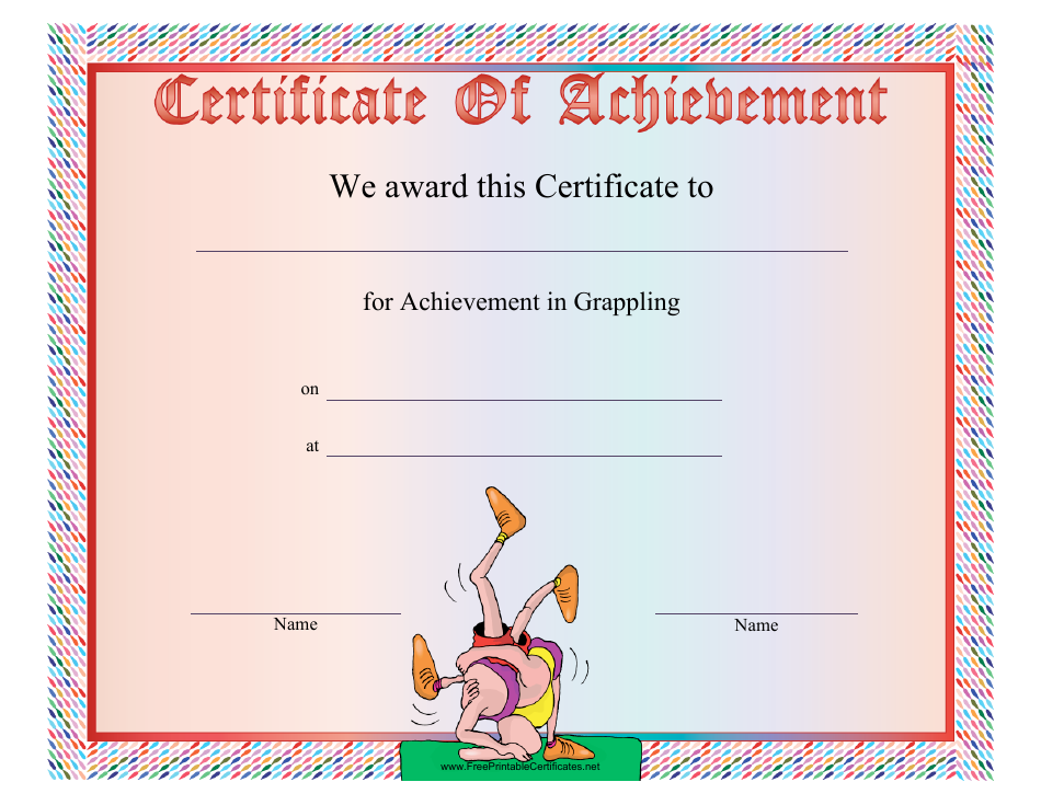 Grappling Certificate of Achievement Template - Preview