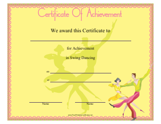 Document preview: Swing Dancing Certificate of Achievement Template