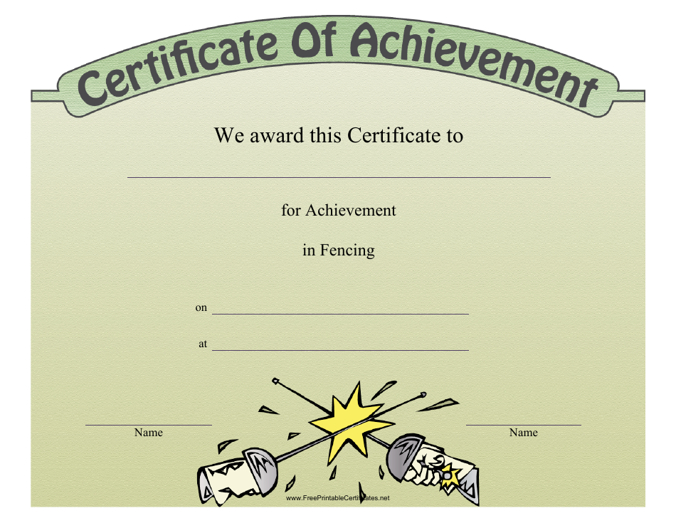 Fencing Certificate of Achievement Template Download Printable PDF ...