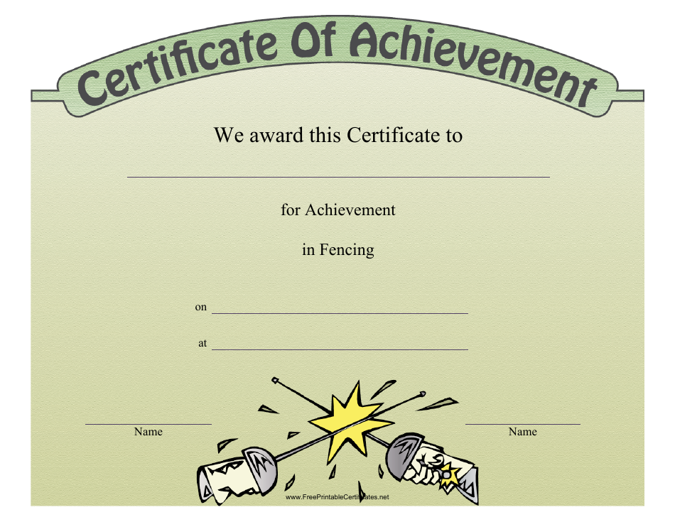 Fencing Certificate of Achievement Template