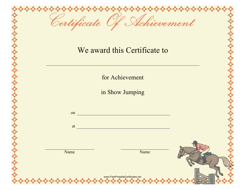 Show Jumping Certificate of Achievement Template Preview