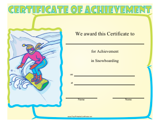 &quot;Snowboarding Certificate of Achievement Template&quot;