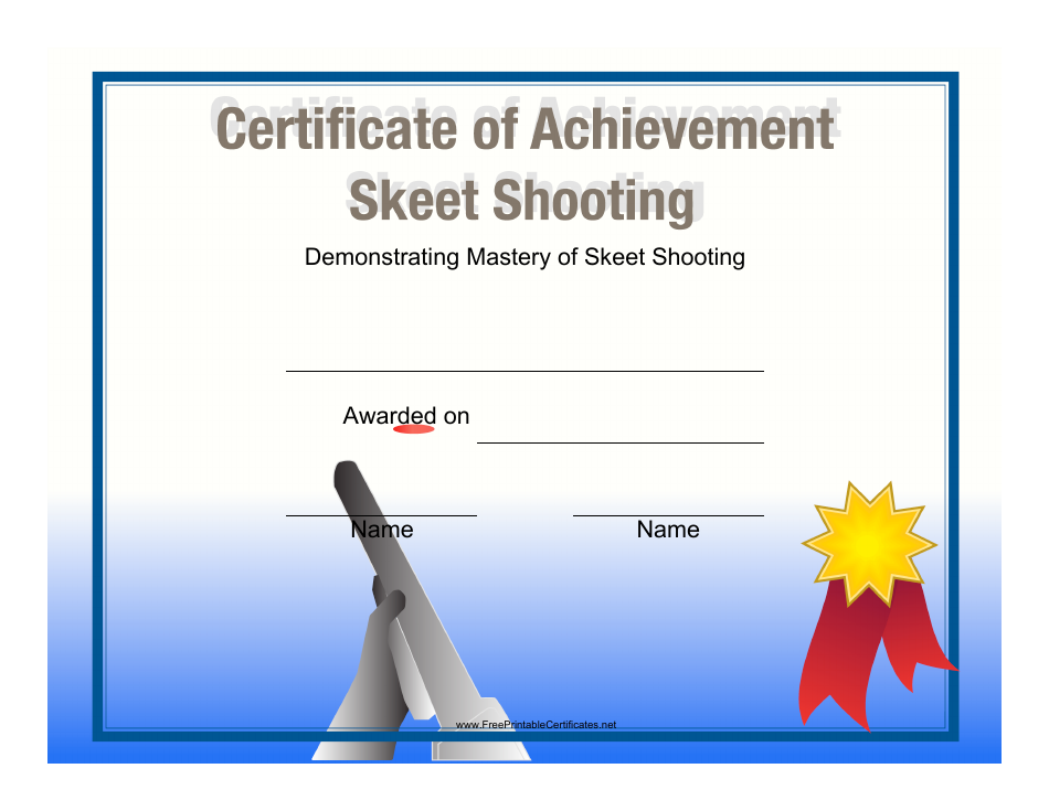 Skeet Shooting Certificate of Achievement Template - Preview Image