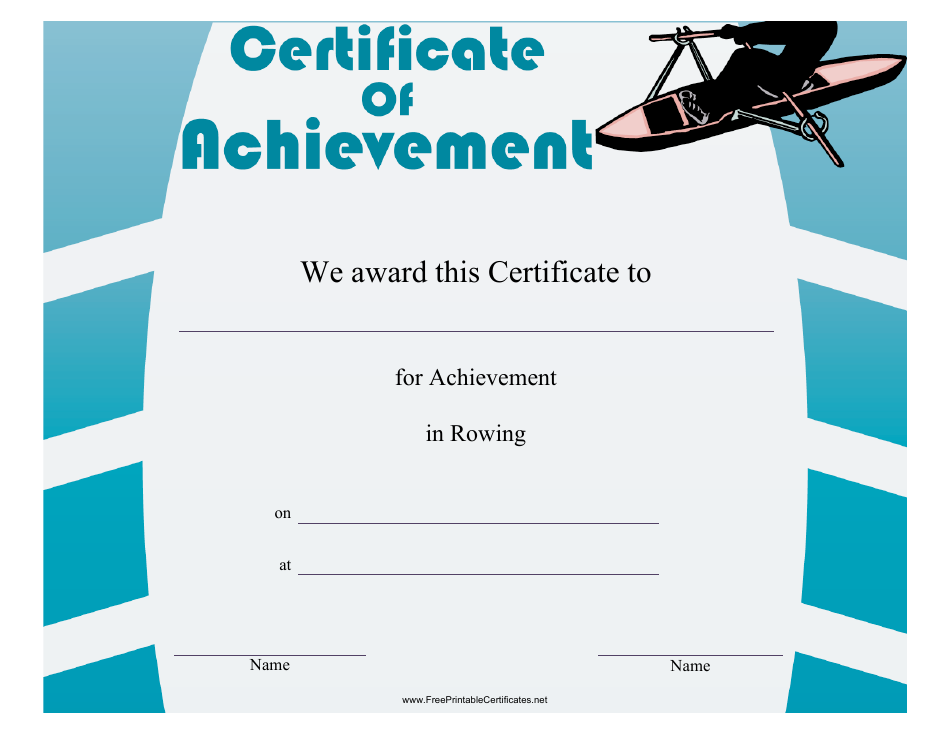 Rowing Certificate of Achievement Template Preview