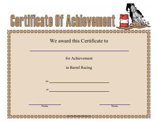 Document preview: Barrel Racing Certificate of Achievement Template