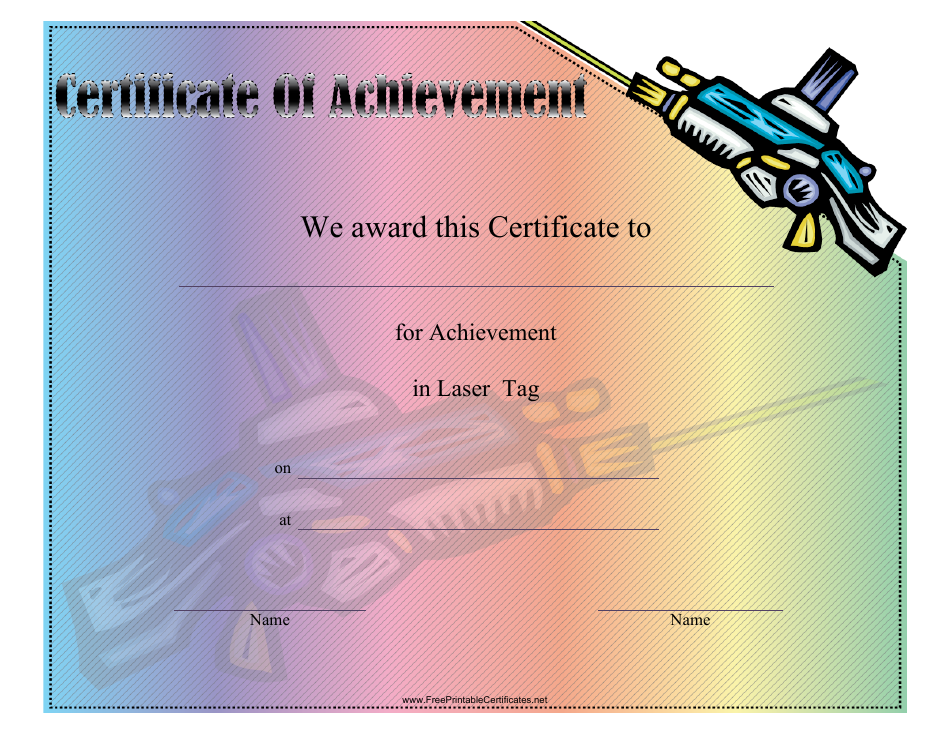 Laser Tag Certificate of Achievement Template