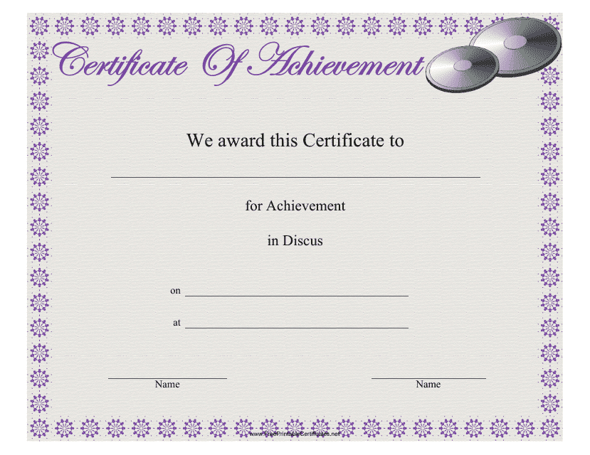 Discus Certificate of Achievement Template