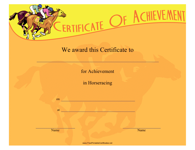 Horseracing Certificate of Achievement Template Download Pdf