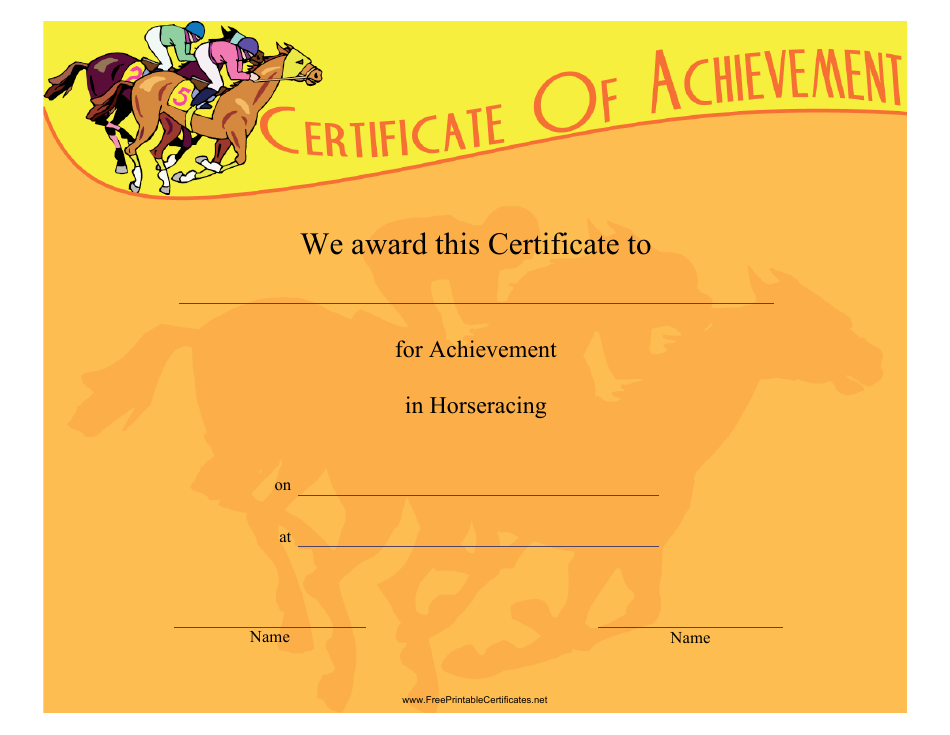 Horseracing Certificate of Achievement Template, Page 1