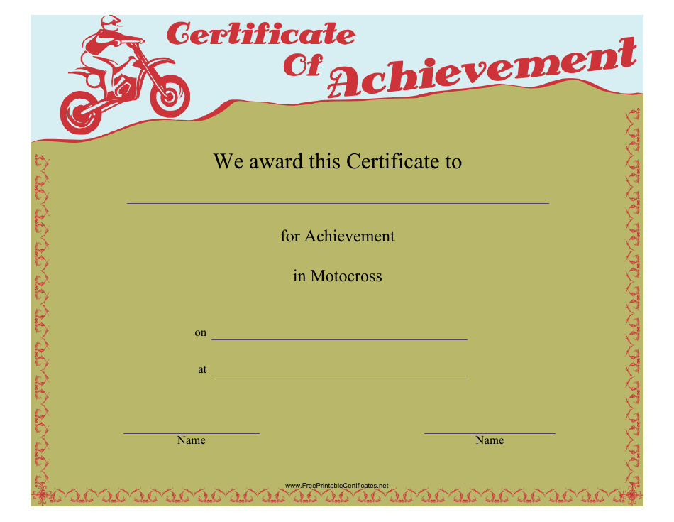Motocross Certificate of Achievement Template Image Preview