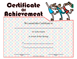 Document preview: Artistic Roller Skating Certificate of Achievement Template
