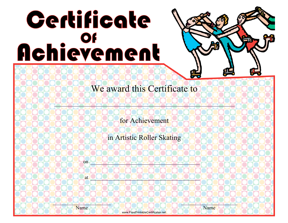Artistic Roller Skating Certificate of Achievement Template Preview