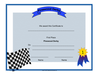 &quot;Pinewood Derby First Place Certificate Template&quot;