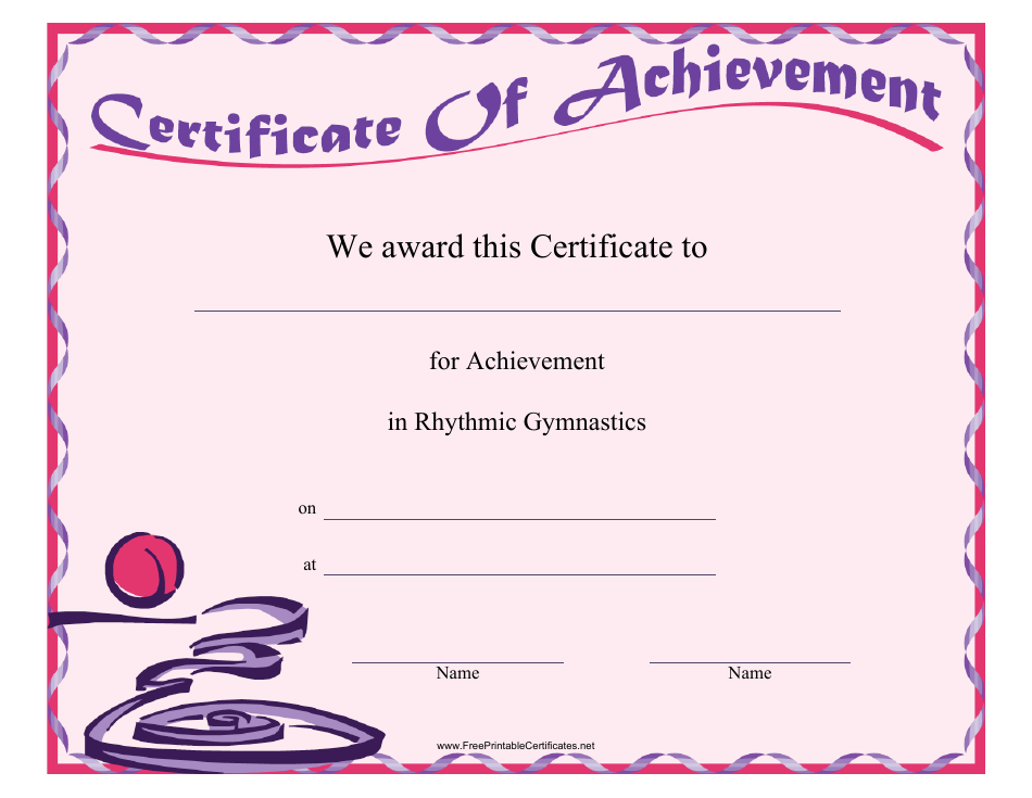 Rhythmic Gymnastics Certificate of Achievement Template Image