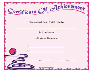 Document preview: Rhythmic Gymnastics Certificate of Achievement Template