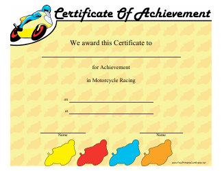 Document preview: Motorcycle Racing Certificate of Achievement Template