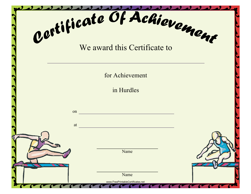 Hurdles Certificate of Achievement Template - Customize and Print