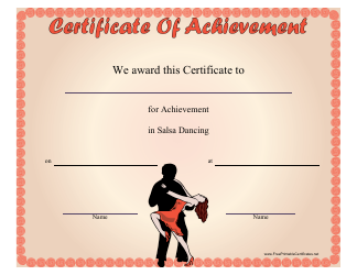 &quot;Salsa Dancing Achievement Certificate Template&quot;