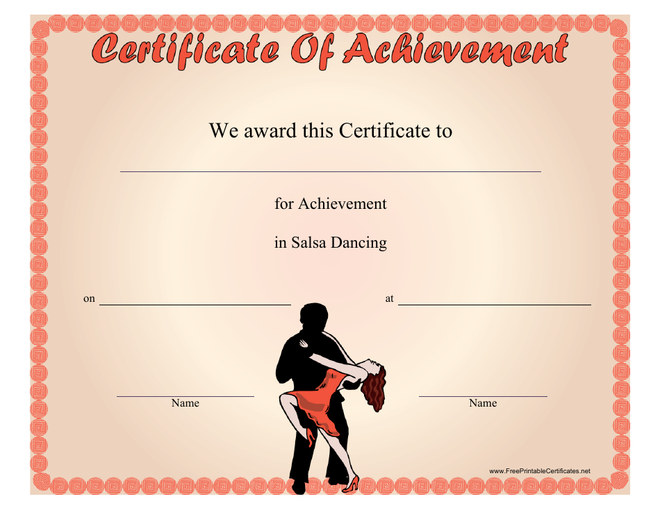Salsa Dancing Achievement Certificate Template