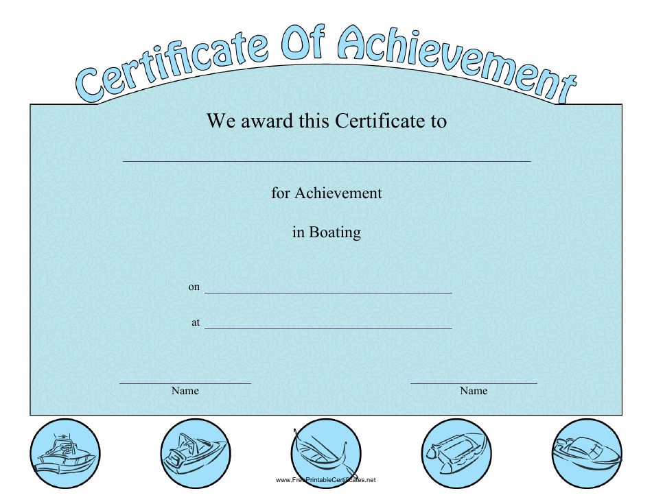Boating Achievement Certificate Template - Elegant Design with Nautical Décor