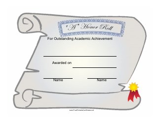 &quot;&quot;a&quot; Honor Roll Certificate of Academic Achievement Template&quot;
