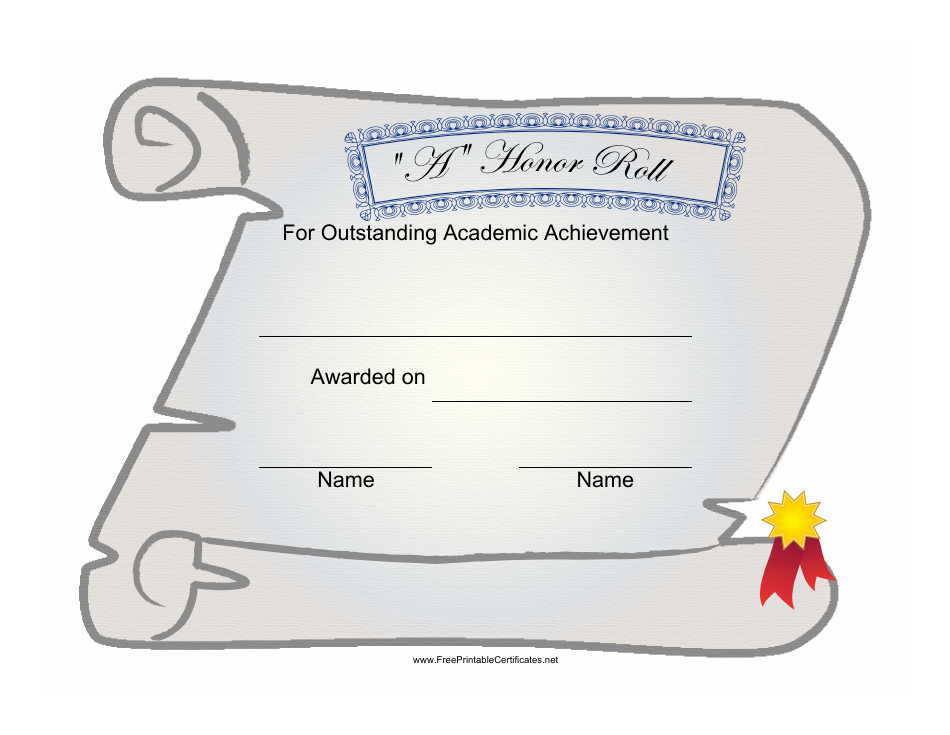 A Honor Roll Certificate of Academic Achievement Template - Templateroller