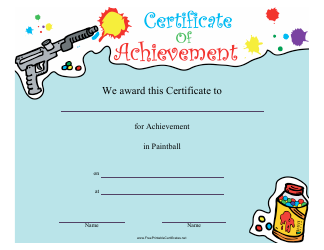 &quot;Paintball Certificate of Achievement Template&quot;