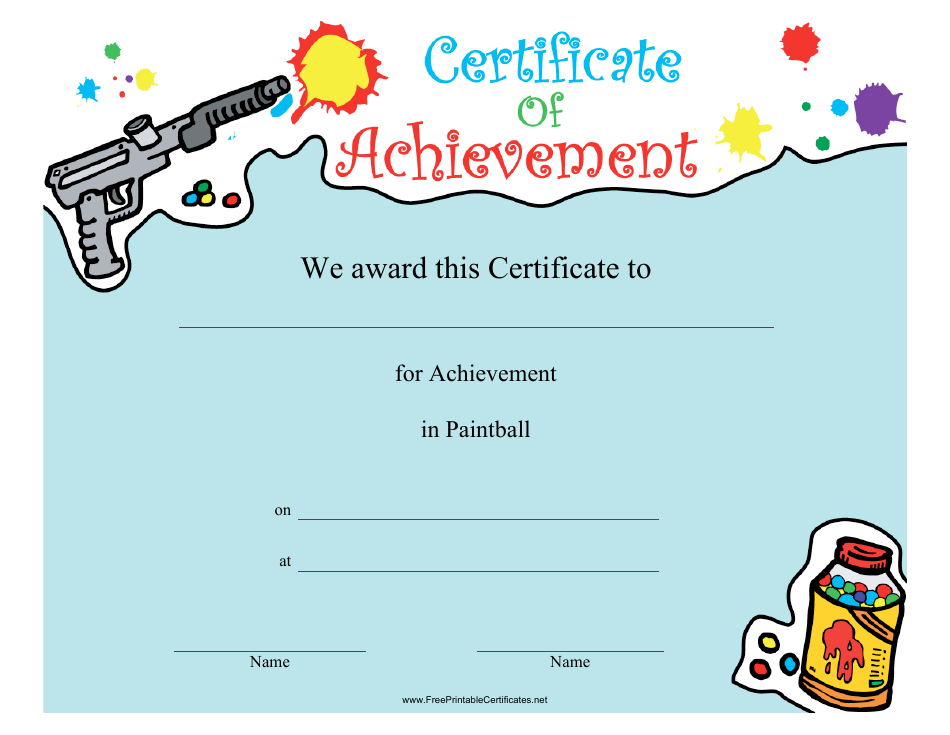 Paintball Certificate of Achievement Template - Preview Image