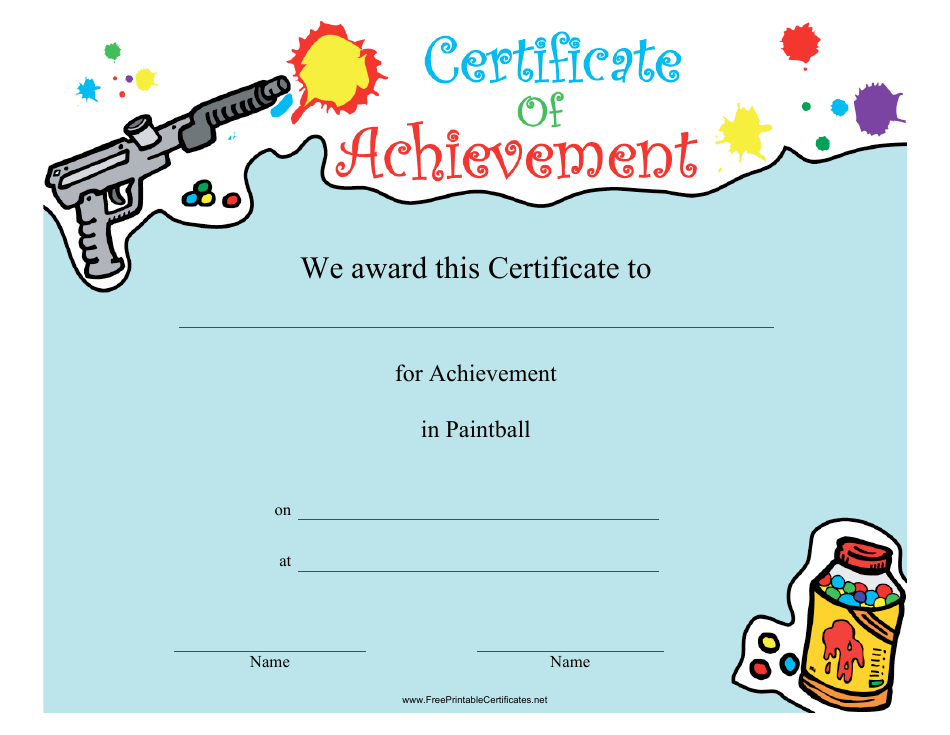 Paintball Certificate of Achievement Template Download Printable PDF ...