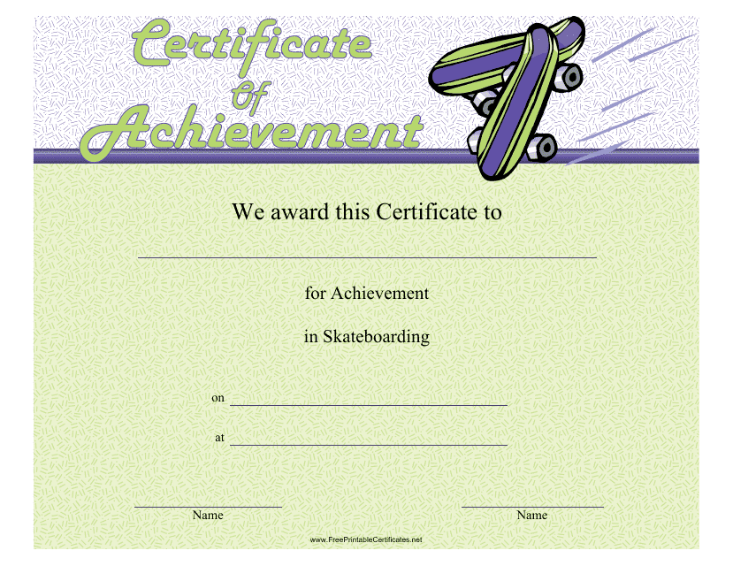 Skateboarding Certificate of Achievement Template