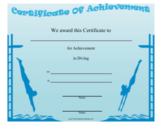Document preview: High Diving Achievement Certificate Template