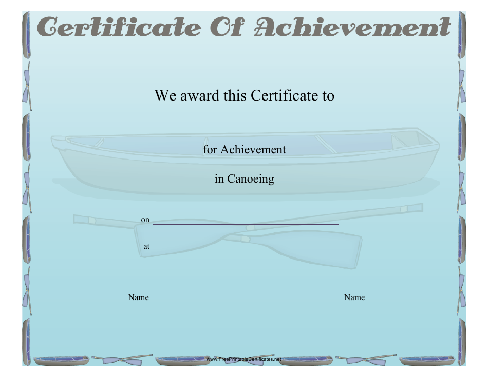 Canoeing Certificate of Achievement Template image preview