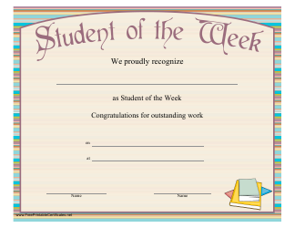 &quot;Student of the Week Certificate of Recognition Template&quot;