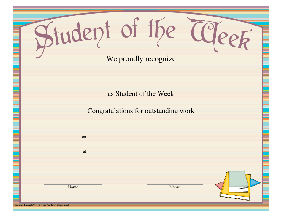 Student of the Week Certificate of Recognition Template, Page 1