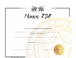 Document preview: Honor Roll Certificate Template - Pattern