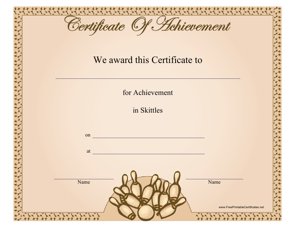 Skittles Certificate of Achievement Template