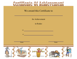 Document preview: Rodeo Achievement Certificate Template