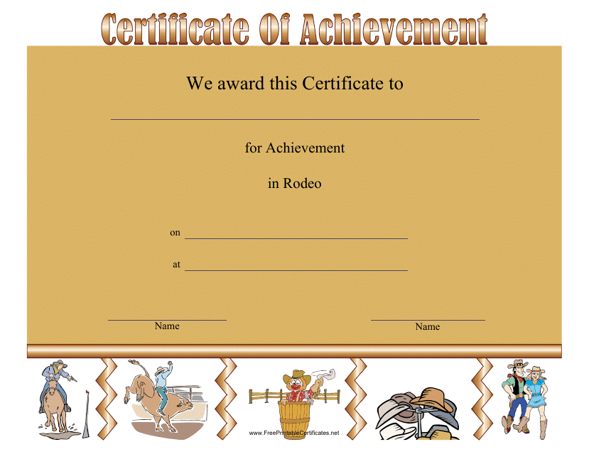 &quot;Rodeo Achievement Certificate Template&quot; Download Pdf