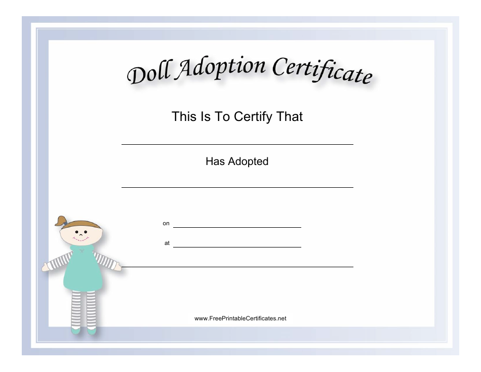 Doll Adoption Certificate Template Download Printable PDF Templateroller